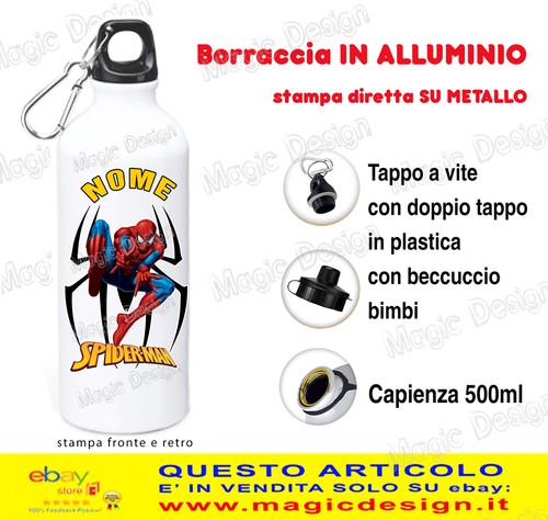 Spiderman borraccia alluminio - borraccia,